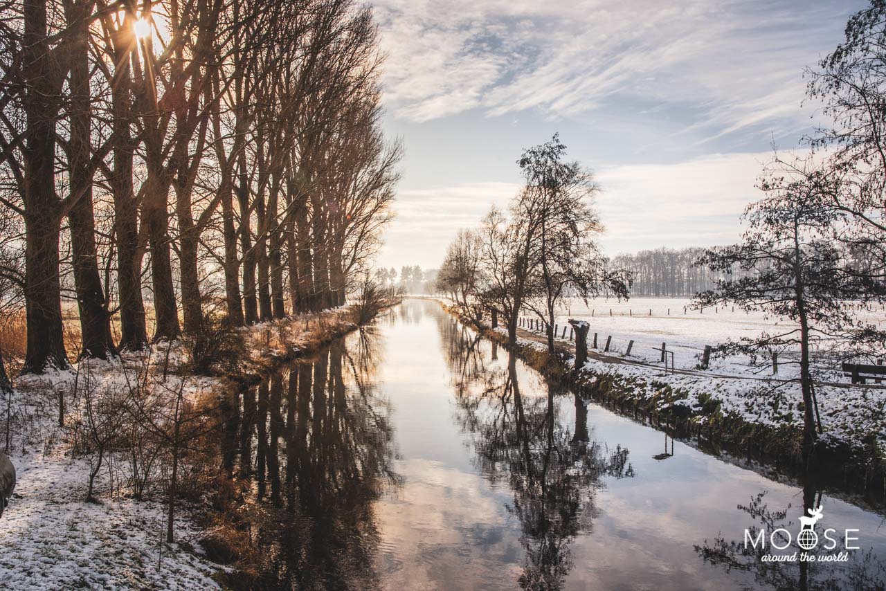 Wachtendonk Niers Winter Niederrhein Landschaft Schnee